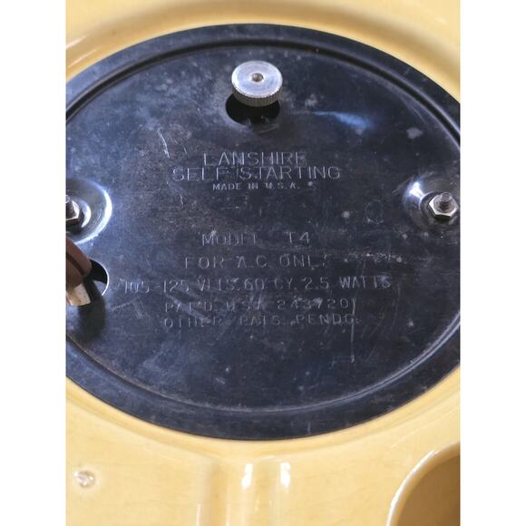 Antique Lanshire Self Starting Glazed Ceramic Mantle Clock Yellow Green Asian - Picture 5 of 6